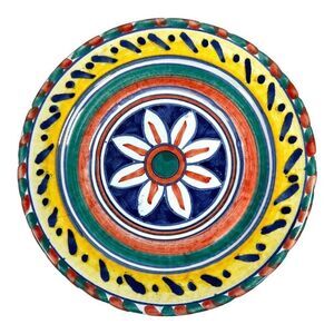 Deruta Sberna Italian Pottery Dipinto A Mano 6.5" Round Plate Folk Art Painted